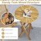 Costway 3 PCS Folding Patio Bistro Set Teak Wood Round Table and Chairs Furniture Set